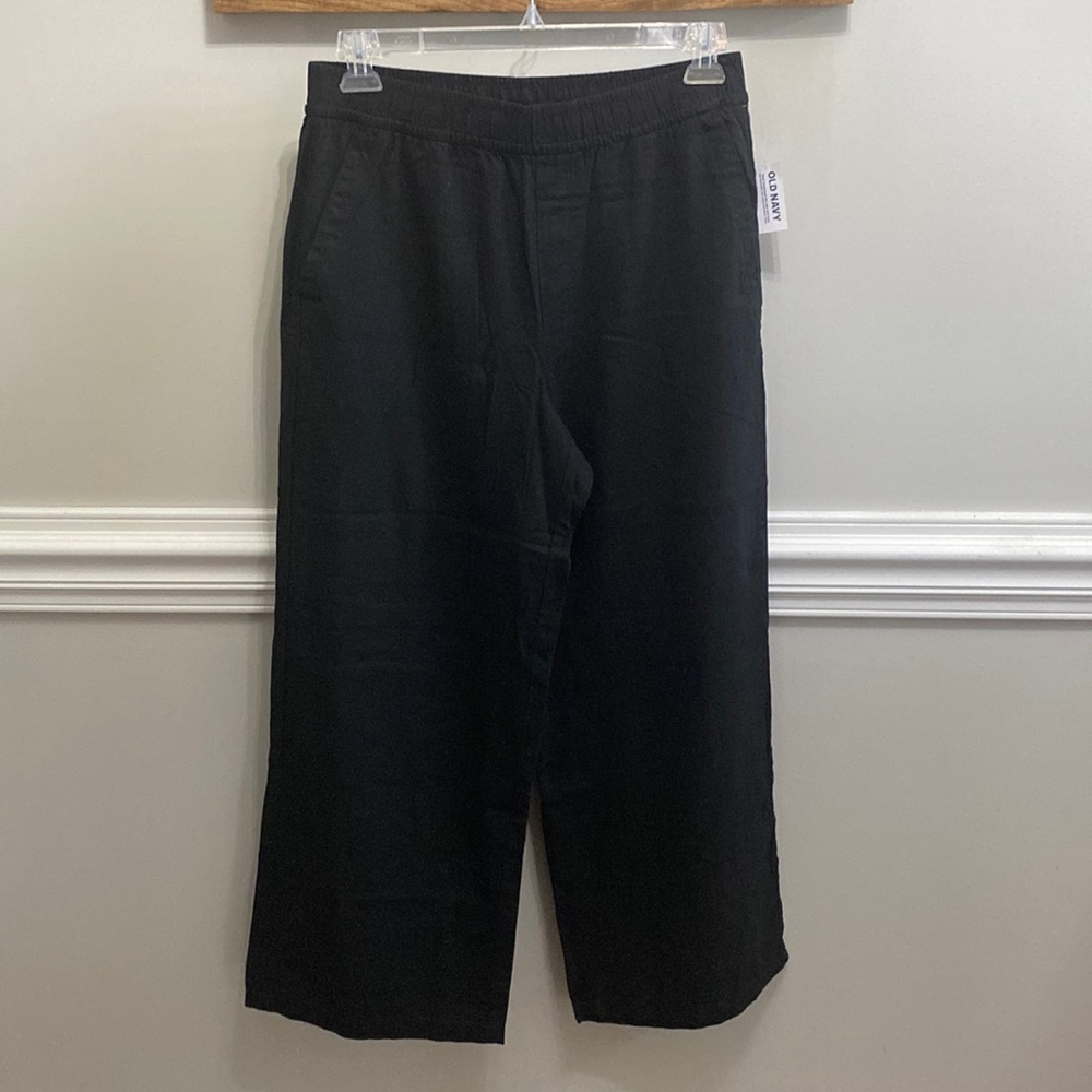Old Navy NWT Linen Blend Wide Leg Pants size Medium Black